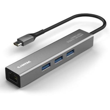 Imagem de HUB Comtac USB-C 3.2 Gen 1, para 3x USB-A 3.2 Gen 1 e LAN Ethernet Gig