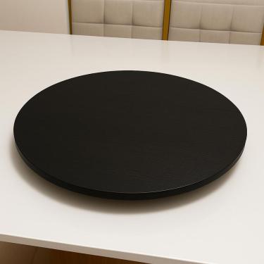 Imagem de Centro de Mesa Prato Tábua 80cm com Sistema Giratório Interno MDF Acabamento BP Preto Lubrano Decor