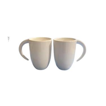 Imagem de Caneca Cerâmica Branca 350ml Alça Meia Lua Design Moderno para Café Ch