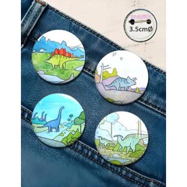 Imagem de Botton GEDUMIX Dinossauros Aesthetic 1.0 - 4 Peças, Alfinete 3.5cmØ - 