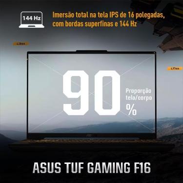 Imagem de Notebook Gamer Asus TUF Gaming F16 FX607VJ-RL002 Intel Core 5 210H 8GB 512GB 16" Full HD NVIDIA Geforce RTX 3050 Cinza