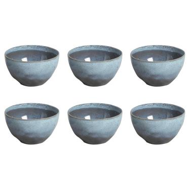 Imagem de Conjunto de Bowls Breeze 6 Peças 558ML Stoneware Acabamento Manual para Uso Diário e Ocasiões Especiais Azul Porto