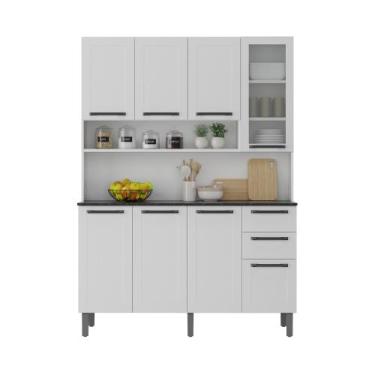 Imagem de Armário Cozinha Itatiaia Florença 140cm 8 Portas e 2 Gavetas Branco