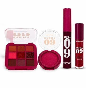 Imagem de Kit Jasmyne Safra 09: Paleta De Sombras + Blush Mousse Rosado, Máscara