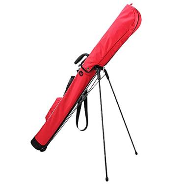 Imagem de Yajun Bolsa de suporte de golfe impermeável, bolsa de transporte portátil de grande capacidade, pacote de golfe pode armazenar 9 tacos com bolso para iniciantes, vermelha