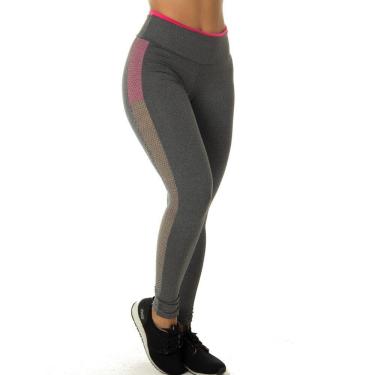 Imagem de Calça Legging Mescla com Grade Lateral Neon | 4501