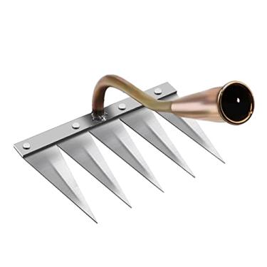 Imagem de Baoblaze Enxada oca endurecida de aço, ferramenta portátil de de jardim de jardim de jardinagem afrouxamento de ancinho de para plantio de, 5 dente de cobre