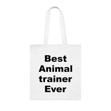 Imagem de Bolsa tote para treinador de animais, a melhor bolsa para treinador de animais, presente para treinador de animais, bolsa de ombro para treinador de animais, bolsas reutilizáveis, ideia de de Natal, Branco