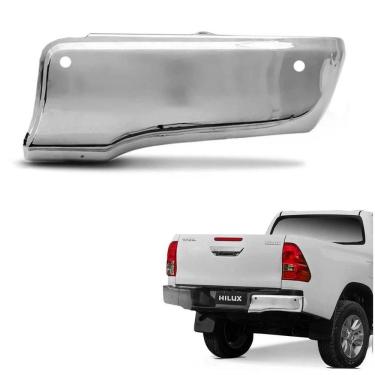 Imagem de Ponteira de Parachoque Traseiro Hilux 2016 A 2023 Lado Direito Cromado Com Furo