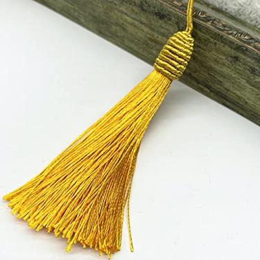 Imagem de 6 pçs/lote 15 cm corda pendurada borlas de seda franja costura franja borla guarnição chave borlas para cortina embelezar diy, amarelo