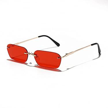 Imagem de Óculos de Sol Retangular Sem Aro Feminino UV400 Óculos de Sol de Condução Masculino Cor Clara Acessórios de Verão Quadrado Tamanho Pequeno, 5, A