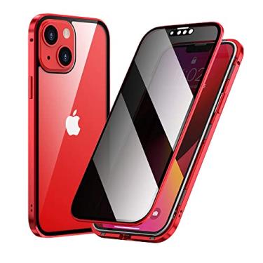 Imagem de Capa protetora magnética de vidro dupla face de privacidade para iphone 13 12 11pro max mini x xs xr 7 8 plus se2020 capa de telefone simples de metal, vermelha, para iphone 12 pro max