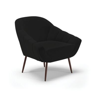 Imagem de Poltrona Linho Preto A79 Pés Palito Ferro