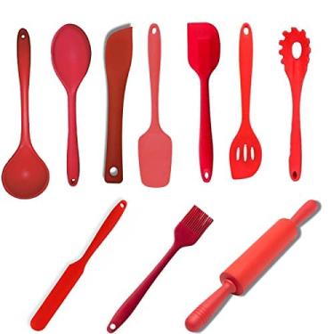 Imagem de Jogo Kit de Utensilios de Silicone Vermelho 10 Peças