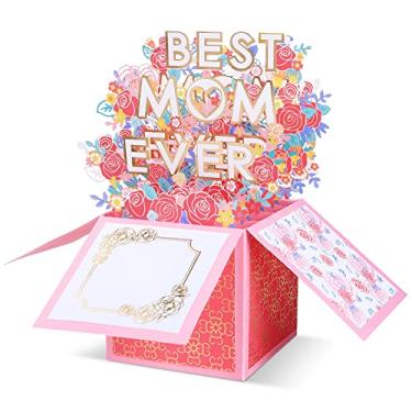 Imagem de POPGIFTU Cartão de Dia das Mães - Best Mom Ever, cartão pop-up 3D, ótimo cartão de agradecimento para a mãe, com cartão de nota e envelope, do filho, filha