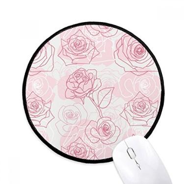 Imagem de DIYthinker Mouse pad pintado à mão rosa flor planta desktop escritório tapete redondo para computador