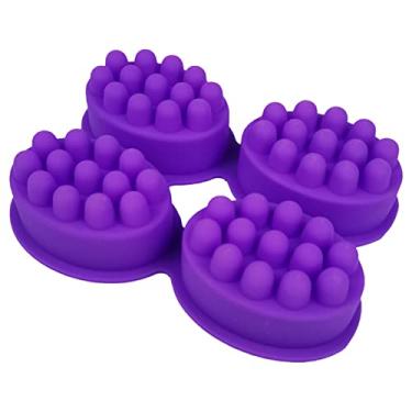 Imagem de Dynwave barra de massagem de silicone, 4 cavidades para bandeja geléia 3d sabonetes fazendo oval azul