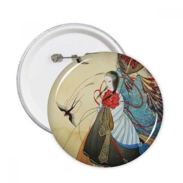 Imagem de Swallows Ilustrador antigo chinês alfinetes redondos emblema botão decoração acessório 5 peças