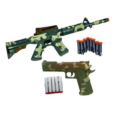 Kit 2 Arma Espingarda Com Mira Tipo Nerf Shotgun Com 12 Dardos +