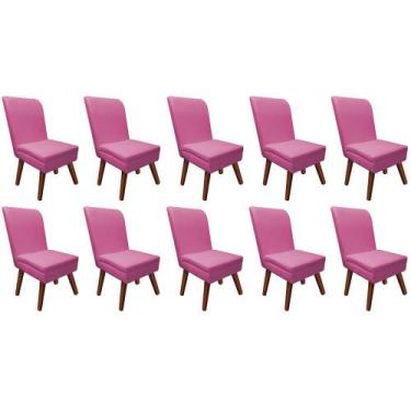 Imagem de Kit 10 Cadeira Ana De Jantar Pé Trapézio Suede Pink E Sintético Vinho