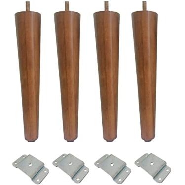 Imagem de Pé Palito 25cm Amêndoa Marrom Claro Puff Recamier Sofá Poltrona + Chapinha Reta (4)