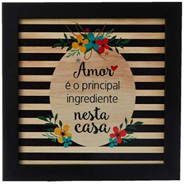 Imagem de Quadro Decorativo em Madeira Amor é o Principal - 46x32,5cm (Moldura caixa em laca preta) - Arte Maníacos