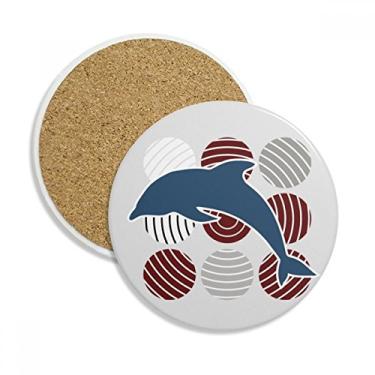 Imagem de Caneca de porta-copos ilustrada com desenho de círculo de golfinho, pedra absorvente de proteção de mesa