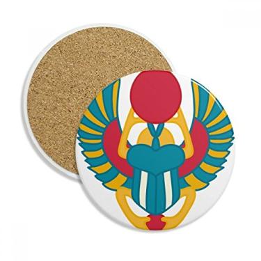 Imagem de Caneca para porta-copos com estampa abstrata de escaravelho do Egito Antigo Caneca de proteção de mesa Pedra absorvente