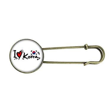 Imagem de I Love Korea Palavra Bandeira Love Heart Ilustration Broche de Metal Retrô Joia