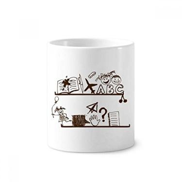 Imagem de Childlike Crianças, ilustração, estante, escova de dentes, caneca, suporte de cerâmica, suporte para lápis