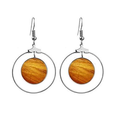Imagem de Brincos de madeira com listras subtuadas irregulares, argola, joias, círculo de gota