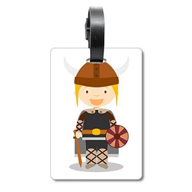 Imagem de Suécia Viking Cartoon Mala Etiqueta Bagagem Cartão de Bagagem Scutcheon Etiqueta