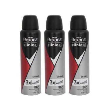 Kit 3 Unidades Desodorante Aerosol Rexona Men Clinical Sport 150ml