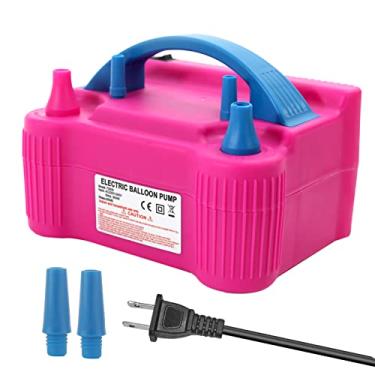 Imagem de Bozony Bomba de inflador de balão elétrico 110V Bomba de sopro de ar de alta potência com 4 bicos de extensão Bocais de bomba dupla Ferramenta inflável portátil rápida