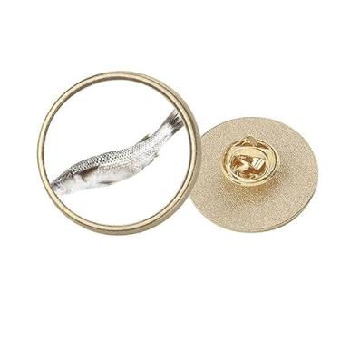 Imagem de Ocean Fish Fresh White Art Deco Fashion Round Metal Dourado Broche Clip, Medium, não aplicar