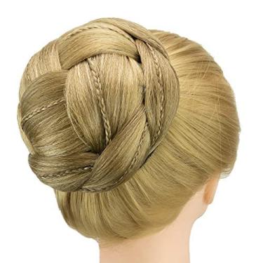 Imagem de IMISSU Capa de cabelo chignon trançada tamanho grande rosquinha apliques de cabelo scrunchie coque peruca updo (M2 Mistura de cobre)