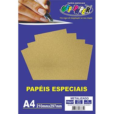 Imagem de Off Paper Especiais Papel Metalizado Pacote com 15 Folhas, Dourado (Velho), A4