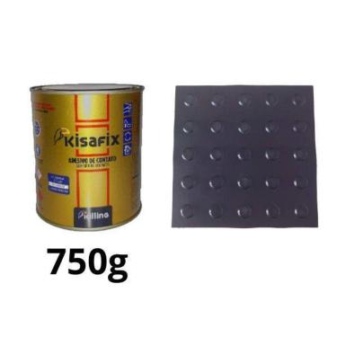 Imagem de Piso Tátil Alerta Preto Pvc 25X25Cm Kit 20Pçs + 2 Cola 750G