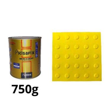 Imagem de Piso Tátil Alerta Amarelo Pvc 25X25Cm Kit 20Pçs + 2 Cola