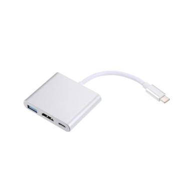 Imagem de USB 3.1 Tipo-C para USB 3.0/HD/Tipo-C HUB USB-C Adaptador 3 em 1 Dongle Dock Cable Substituição para Macbook Pro, XPS 13