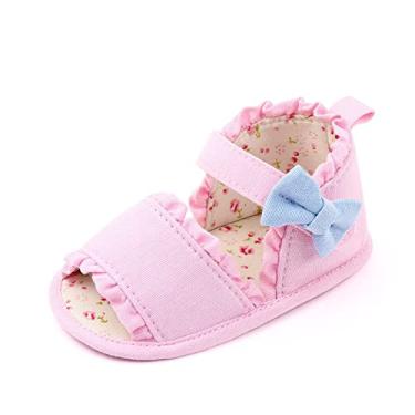 Imagem de Sandálias infantis de verão para meninos e meninas sapatos de berço de bebê laço sola macia infantil meninas vestido de princesa primeiro andar sapatos, Vermelho, 9-12 Meses