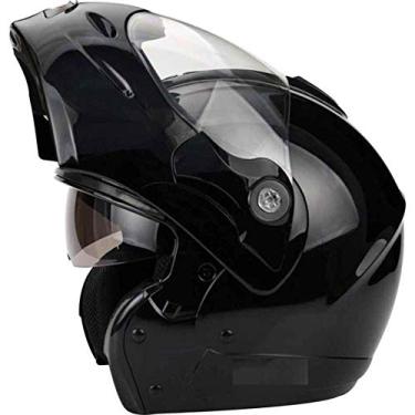 Imagem de Capacete de Moto Mixs MX Captiva Com Viseira Interna Solar Óculos de Sol Articulado Escamoteável Robocop Preto Brilhante 62