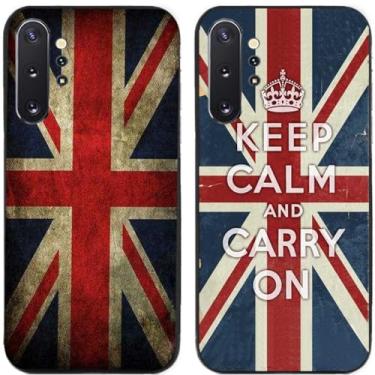 Imagem de 2 peças Keep Calm Carry On Retro Bandeira do Reino Unido impressa TPU gel silicone capa de telefone traseira para Samsung Galaxy (Galaxy Note 10+)