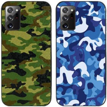 Imagem de 2 peças camuflagem impressa TPU gel silicone capa de telefone traseira para Samsung Galaxy todas as séries (Galaxy Note 20 Ultra)