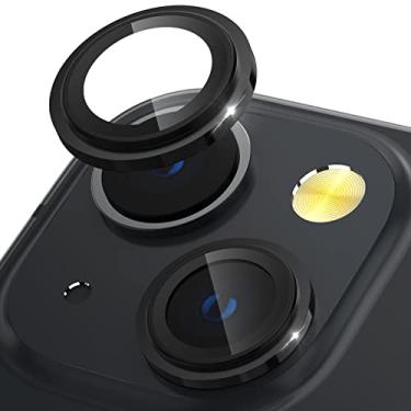 Imagem de CloudValley Protetor de lente de câmera para iPhone 13 6,1 polegadas/13 Mini 13,7 cm, anel protetor de liga de alumínio para lente de telefone original, capa de adesivo de película traseira de vidro