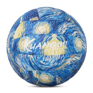 Imagem de Kuangmi Bola de vôlei macia, tamanho 5, bola recreativa interna e externa, bola de jogo de praia de treinamento esportivo para iniciantes, adolescentes e adultos (Van Gogh)