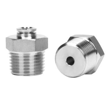 Imagem de DERPIPE Encaixe Push to Connect - Aço Inoxidável 304 macho reto 1/10.2 cm Tubo OD x 1/5.1 cm NPT Rosca Pneumática Push Lock Fitting (pacote com 2)