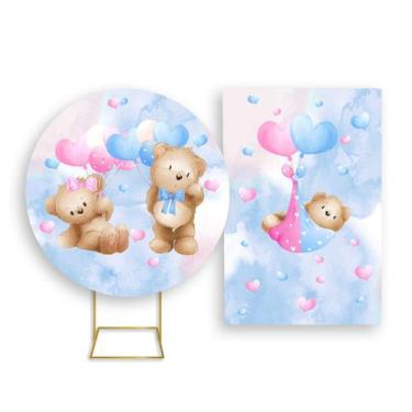 Imagem de Painel De Festa Redondo 1,50x1,50 + Painel Vertical 1,50x2,20 - Revela