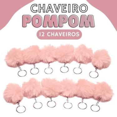 Imagem de Chaveiro Pompom Pelúcia Rose - 50Mm Kit C/12 Unidades - Nybc