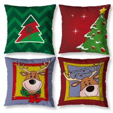 Imagem de Capas de Almofada Natalina Kit 4 Peças Estampada Decoração - Mercado B